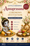Little Krishna Annaprasana Ceremony Invitation Template | Editable Canva First Rice Ceremony Invitation | Instant Digital Download