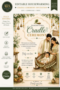 Traditional Baby Boy Cradle Ceremony Invitation | Editable Canva Template | Family Namakaran Invitation | Digital Download