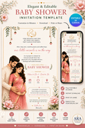 Elegant Baby Shower Invitation Template | Editable Canva Invitation | Indian Floral Baby Shower Invite | Digital Download