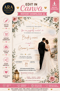 Elegant Coastal Wedding Invitation Template | Editable Canva Wedding Invite | Instant Download