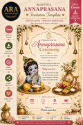 Elegant Little Krishna Annaprasana Invitation | Editable Canva First Rice Ceremony Invite