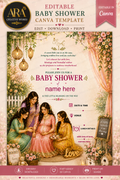 Elegant Pink Floral Baby Shower Invitation | Editable Canva Template | Seemantham Invite | Valaikappu | Digital Download