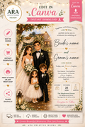 Elegant Rustic Family Wedding Invitation Template | Editable Canva Wedding Invite | Instant Download
