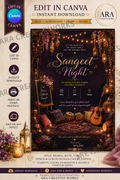 Enchanted Sangeet Night Invitation Template | Editable Canva Invitation | Instant Download