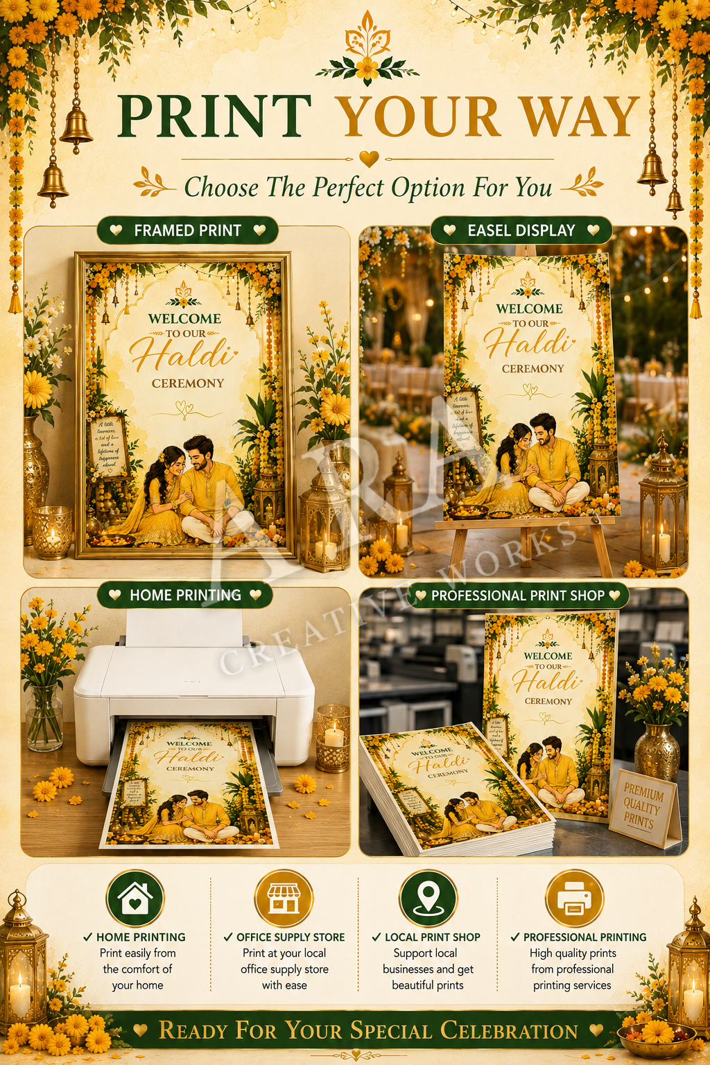 Golden Couple Haldi Ceremony Welcome Sign | Indian Haldi Welcome Sign | Editable Canva Template | Wedding Haldi Decor | Digital Download