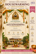 Lord Venkateswara Housewarming Invitation Template | Editable Canva Invite | Gruha Pravesh Invitation