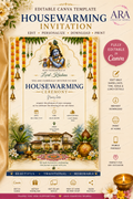 Lord Krishna Housewarming Invitation Template | Editable Canva Invite | Gruha Pravesh Invitation | Digital Download