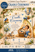 Little Prince Cradle Ceremony Invitation | Editable Canva Template | Royal Baby Boy Naming Invitation | Instant Download