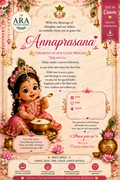 Little Radha Annaprasanna Ceremony Invitation | Editable Canva Baby Girl First Rice Ceremony Invite