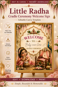 Little Radha Cradle Ceremony Welcome Sign | Editable Canva Template