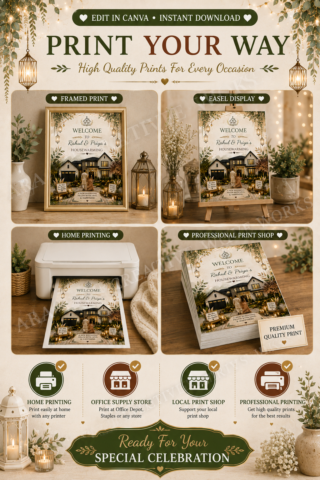 New Beginnings Housewarming Welcome Sign, Editable Housewarming Sign, New Home Welcome Sign, Canva Template, Instant Download