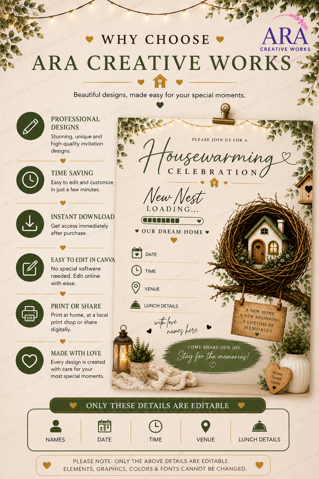 New Nest Loading Housewarming Invitation | Editable Canva Template | New Home Invite | Instant Download