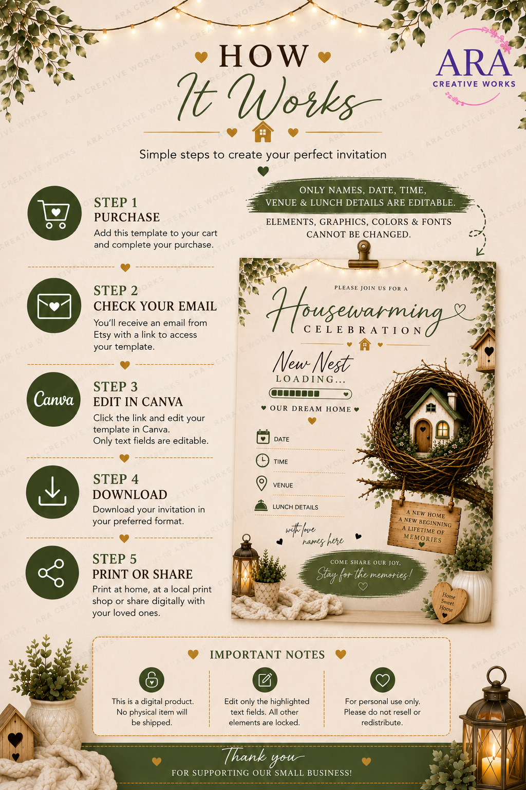 New Nest Loading Housewarming Invitation | Editable Canva Template | New Home Invite | Instant Download