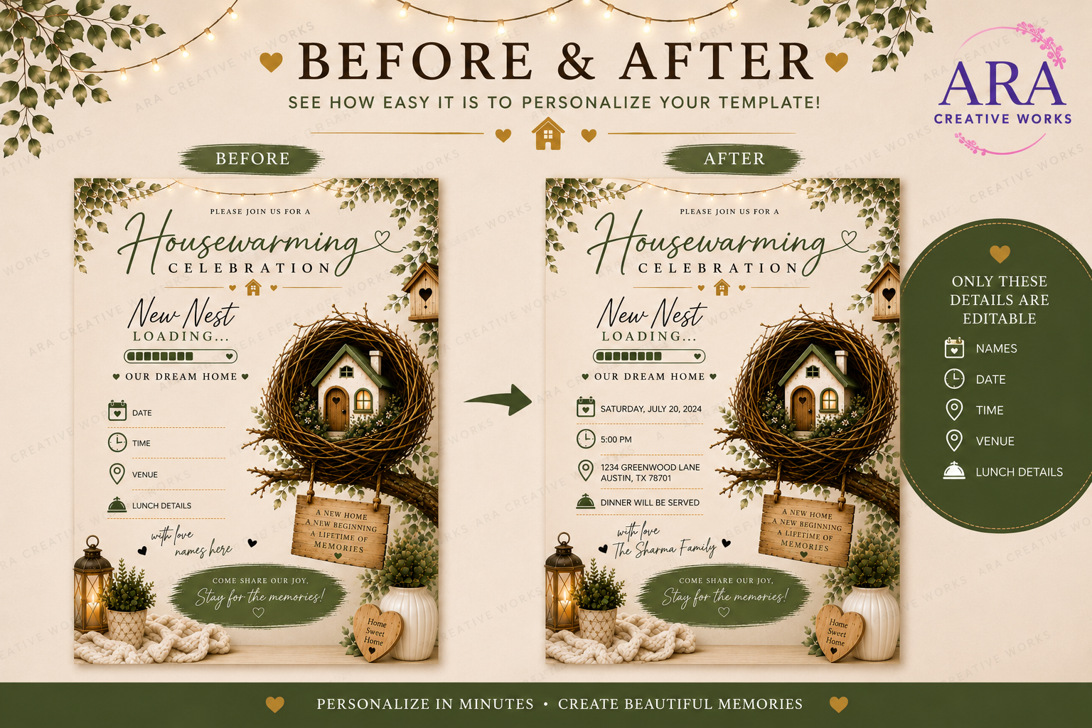 New Nest Loading Housewarming Invitation | Editable Canva Template | New Home Invite | Instant Download