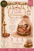 Pink Floral Baby Girl Cradle Ceremony Invitation | Editable Canva Template | Digital Download