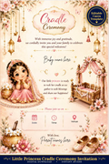 Little Princess Cradle Ceremony Invitation Template, Editable Canva Invite, Naming Ceremony Invitation, Baby Girl Cradle Card
