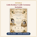 Beige Little Krishna Cradle Ceremony Invitation Template | Editable Canva Invite