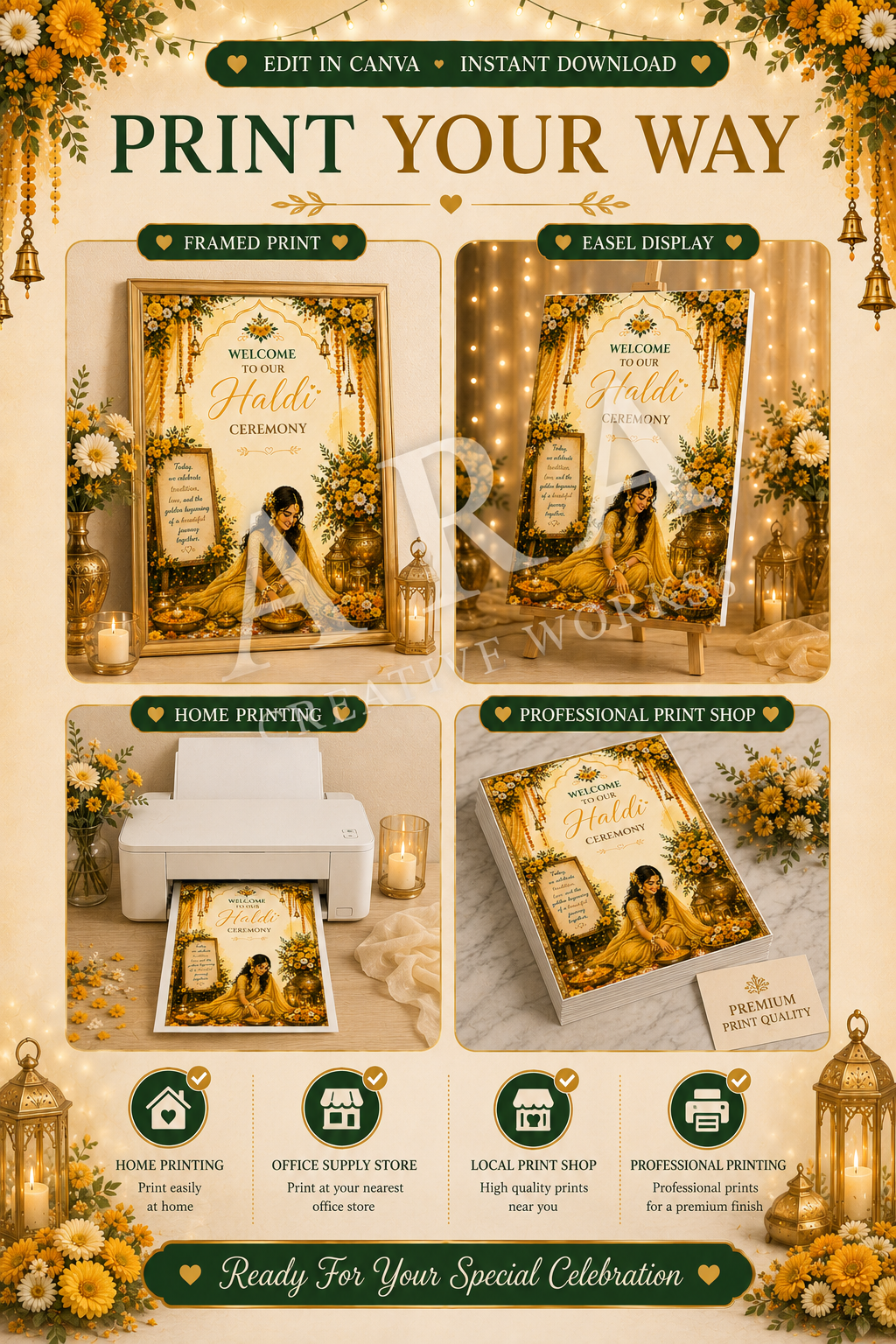 Radiant Bride Haldi Ceremony Welcome Sign, Editable Canva Template, Indian Wedding Haldi Sign, Bridal Haldi Welcome Poster, Digital Download
