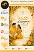 Royal Couple Haldi Ceremony Invitation | Editable Canva Template | Instant Download