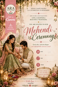 Royal Floral Mehendi Ceremony Invitation | Canva Editable Template | Instant Download