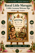 Royal Little Murugan Cradle Ceremony Welcome Sign – Editable Canva Template