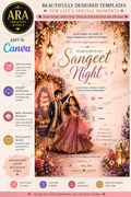 Royal Twilight Sangeet Night Invitation Template | Editable in Canva | Instant Download
