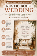 Rustic Boho Wedding Welcome Sign | Editable Canva Wedding Sign | Neutral Wedding Decor | Printable Wedding Welcome Sign