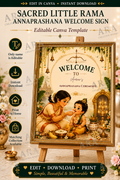 Sacred Little Rama Annaprashana Welcome Sign | Editable Canva Template | First Rice Ceremony Sign | Hindu Baby Welcome Board