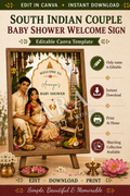 South Indian Couple Baby Shower Welcome Sign | Editable Canva Template | Traditional Indian Seemantham Welcome Board | Digital Download