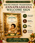 South Indian Traditional Annaprashana Welcome Sign | Editable Canva Template | First Rice Ceremony Welcome Board | Indian Baby Ceremony