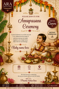 Traditional Annaprasana Ceremony Invitation Template | Editable Canva Invitation | Instant Digital Download