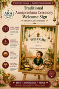 Traditional Annaprashana Ceremony Welcome Sign, Editable Canva Template, Rice Feeding Ceremony Sign, First Rice Ceremony, Indian Baby Decor