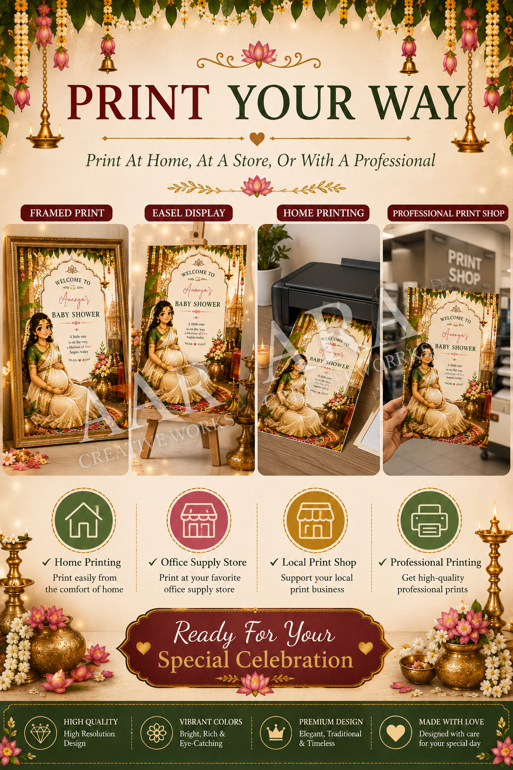 Traditional Indian Baby Shower Welcome Sign, Editable Canva Template, Indian Godh Bharai Welcome Board, Seemantham Baby Shower Sign