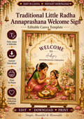 Little Radha Annaprashana Welcome Sign, Baby Girl Annaprasana Ceremony, Editable Canva Template, Hindu First Feeding Welcome Board