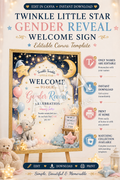 Twinkle Little Star Gender Reveal Welcome Sign | Editable Canva Template | Gender Reveal Party Sign | Pink Blue Baby Reveal | Instant Download