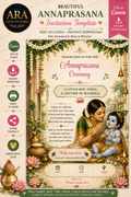 Yashoda Krishna Annaprasana Invitation Template | Editable Canva Invitation | Baby First Rice Ceremony Digital Download