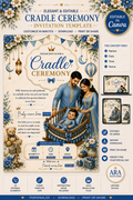 Blue Floral Cradle Ceremony Invitation Template | Editable Canva Invite | Indian Baby Naming Invitation | Namakaran Invitation | Instant Download